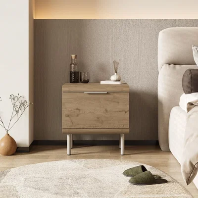 The Range Decortie Draen One Drawer Bedside Table - Natural Oak