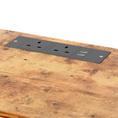 The Range LED Bedside Table with Charging Station - Dark Brown