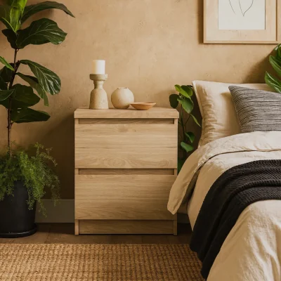 The Range Budapest Natural Effect Bedside Table 2 Drawers - Natural