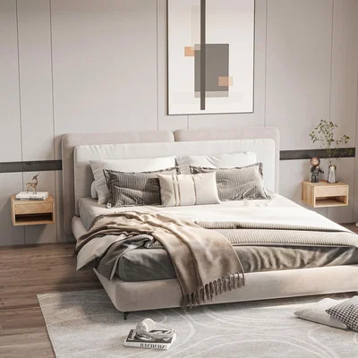 The Range Floating Bedside Table Set of 2 Wall Mounted with Drawer - Natural