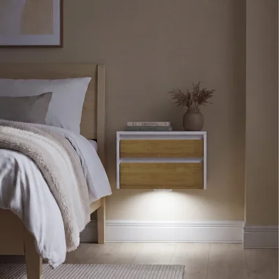 The Range Floating Nightstand with Push-to-Open Drawers - White