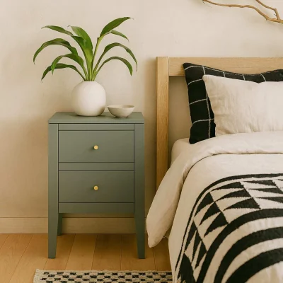 The Range Roma Pigeon 2 Drawer Bedside Table - Green
