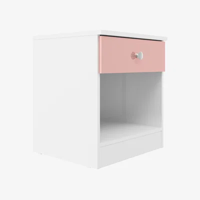 The Range Denver 1 Drawer Bedside - White and Pink Gloss  - White and Pink Gloss