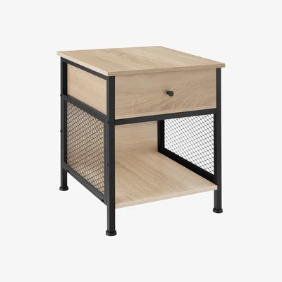 The Range Bedside Table Killarney - Industrial Wood Light, Oak Sonoma