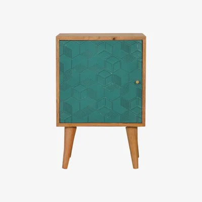 The Range Acadia Oak-ish Finish Teal Chic Look Bedside Table - Teal