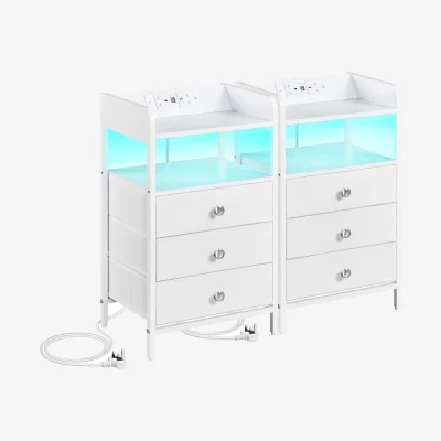 The Range Yaheetech Bedside Table with Charging Station - White / 12.2kg