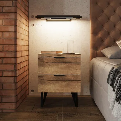The Range Fisso 2 Drawer Cracked Oak Bedside Chest Fast Click Assembly - Cracked Oak