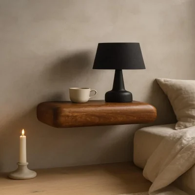 The Range Solid Wood Solis Wall-Mounted Bedside - Brown