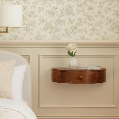 The Range Solid Wood Honey Caramel Wall Mounted Rounded Bedside - Brown