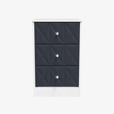 The Range San Jose Fully Assembled 3 Drawer Bedside Cabinet - Indigo Matt & White
