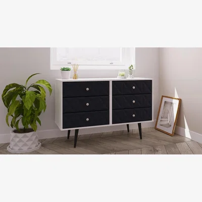 The Range Pixel Ready Assembled 1 Drawer Bedside Cabinet with Legs - Indigo & White Matt