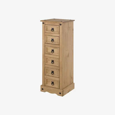 The Range Corona Narrow 6 Drawer Bedside Cabinet - Brown