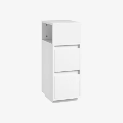 The Range Nineso Valu White Slim Bedside Table with 2 Drawers and Open Shelf