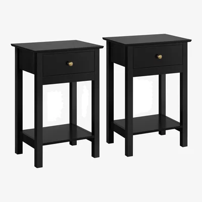 The Range Set of 2 Bedside Tables - Black