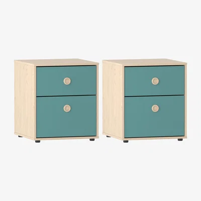 The Range 2 Neptune 2 Drawer Bedside Tables - Blue and Oak
