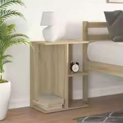 The Range Oak Bedside Table Durable Woden Nightstand - Brown