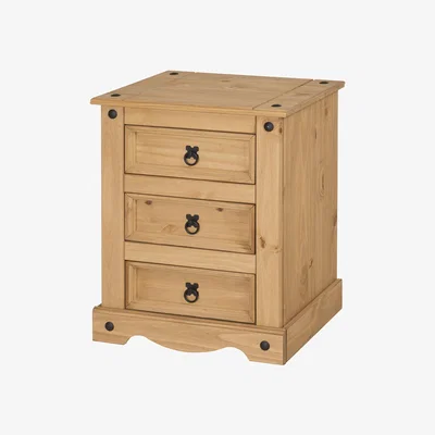 The Range Corona 3 Drawer Bedside Cabinet - brown