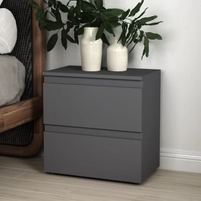 The Range Bedside Cabinet Nightstand 2 Drawer Storage Table Bedroom Furniture - Grey