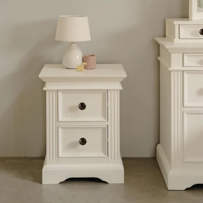 The Range Gainsborough Bedside Table with 2 Drawers - Vintage Cream