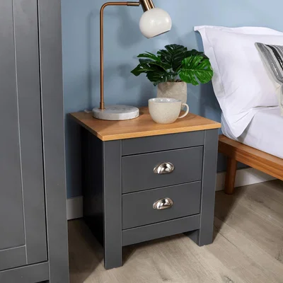 The Range Camden 2 Drawer Bedside Table Bedroom Storage Unit - Graphite