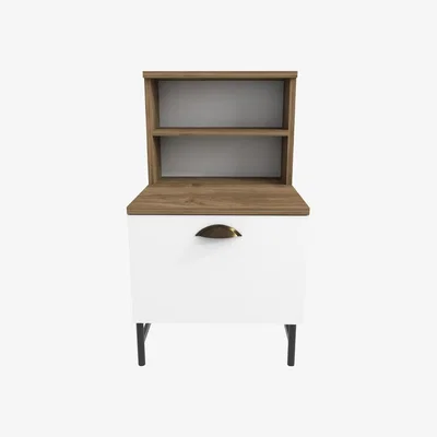 The Range Cressi Metal and Partical Board Nightstand Walnut, White and Black - Walnut