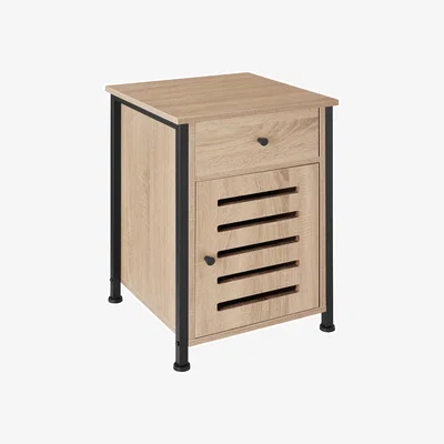 The Range Bedside Table Waterford - Industrial Wood Light, Oak Sonoma