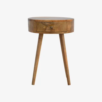 The Range Solid Wood Nordic Circular Shaped Bedside - Brown