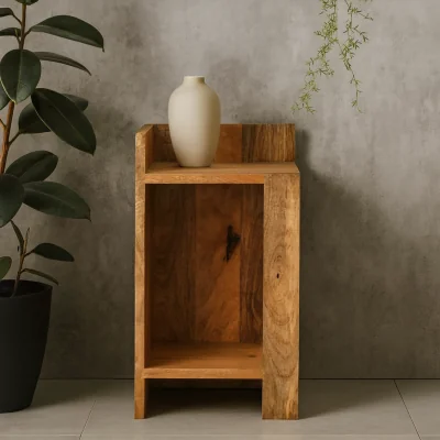 The Range Gerberoy Mango Wood Bedside Table Open Shelf Nightstand - Brown