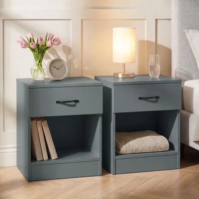The Range Vida Designs Riano 1 Drawer Bedside Chest - Set of 2 - Green