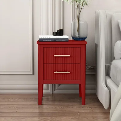The Range Palau 2 Drawer Bedside Table - Red