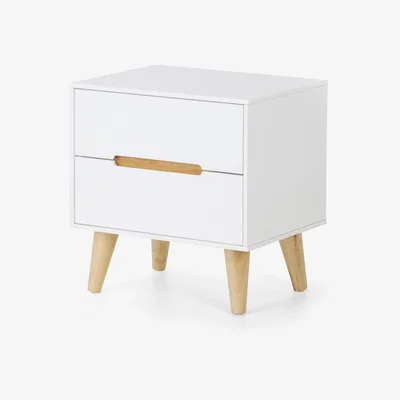 The Range Alicia Two Drawer Bedside - White /Oak