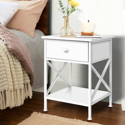 The Range Coye 1 Drawer Retro Wooden Bedside Table - White