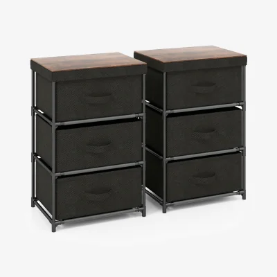 The Range Set of 2 Fabric Dresser Fabric Nightstand - Black