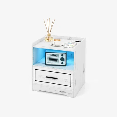 The Range Smart Bedside Table with Adjustable Light - White