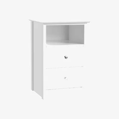 The Range Bedside Table with 2 Drawers and Shelf - White