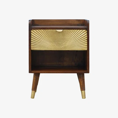 The Range Fika Manila Gold 1 Drawer Mango Wood Bedside Table - Brown