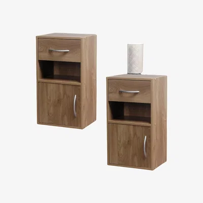 The Range 2PC Wooden Bedside Nightstand Bedroom Furniture - Brown