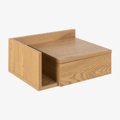 The Range Ashlan Square Bedside Table with 1 Drawer - Oak