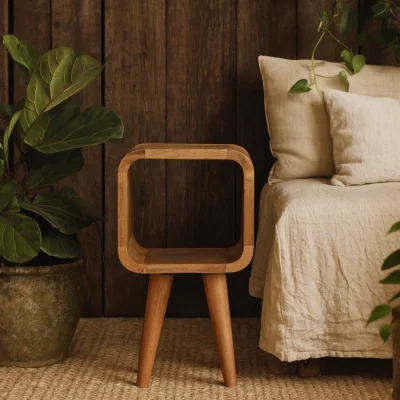 The Range Cagliari Mango Wood Bedside Table 2 Drawers Matt - Brown