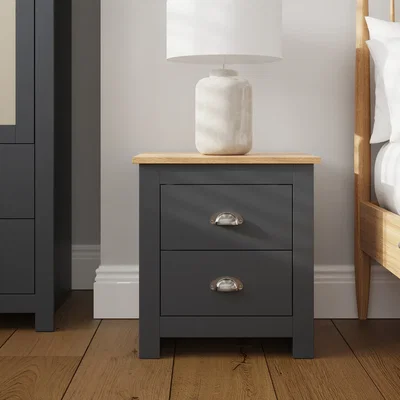 The Range Lancaster 2 Drawer Bedside - Slate Blue