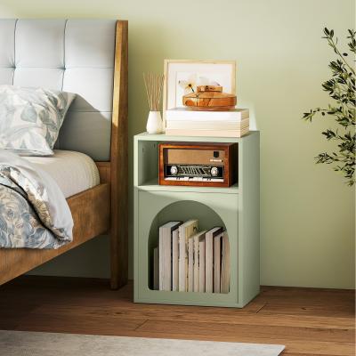 The Range HOMCOM Bedside Table with 2 Open Compartments - Light Green