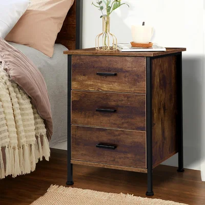 The Range Oleta 3 Drawer Retro Wooden Bedside Table - Oak