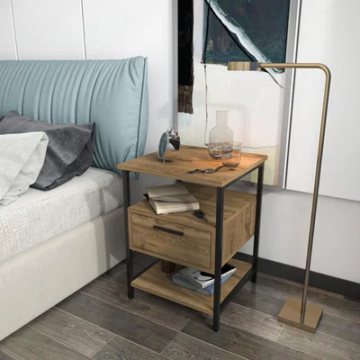 The Range Alba Nightstand Oud Oak and Black - Oud Oak