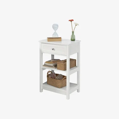 The Range SoBuy White Beside Table with 1 Drawer 2 Shelves