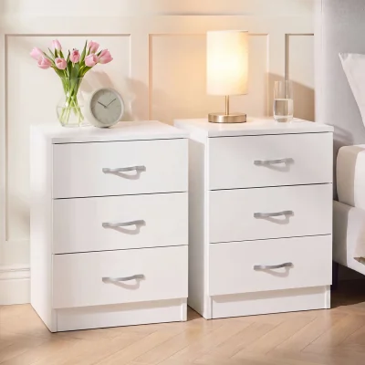 The Range Modern 3 Drawer Bedside Chest (Set of 2)