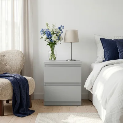 The Range Edmore 2 Drawer Bedside - Light Grey