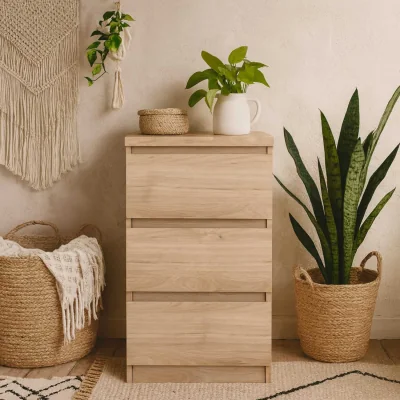 The Range Budapest Natural Effect 3 Drawer Bedside Table - Neutral