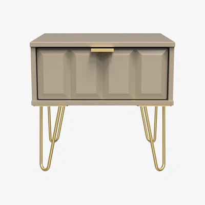 The Range Cube Ready Assembled 1 Drawer Bedside Cabinet with Legs - Mushroom