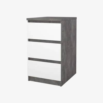 The Range Wyld Haus Budapest Bedside Table, Concrete-Effect and White, 3 Drawers - Grey