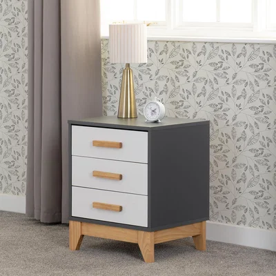 The Range Cleveland 3 Drawer Bedside - Grey and White
